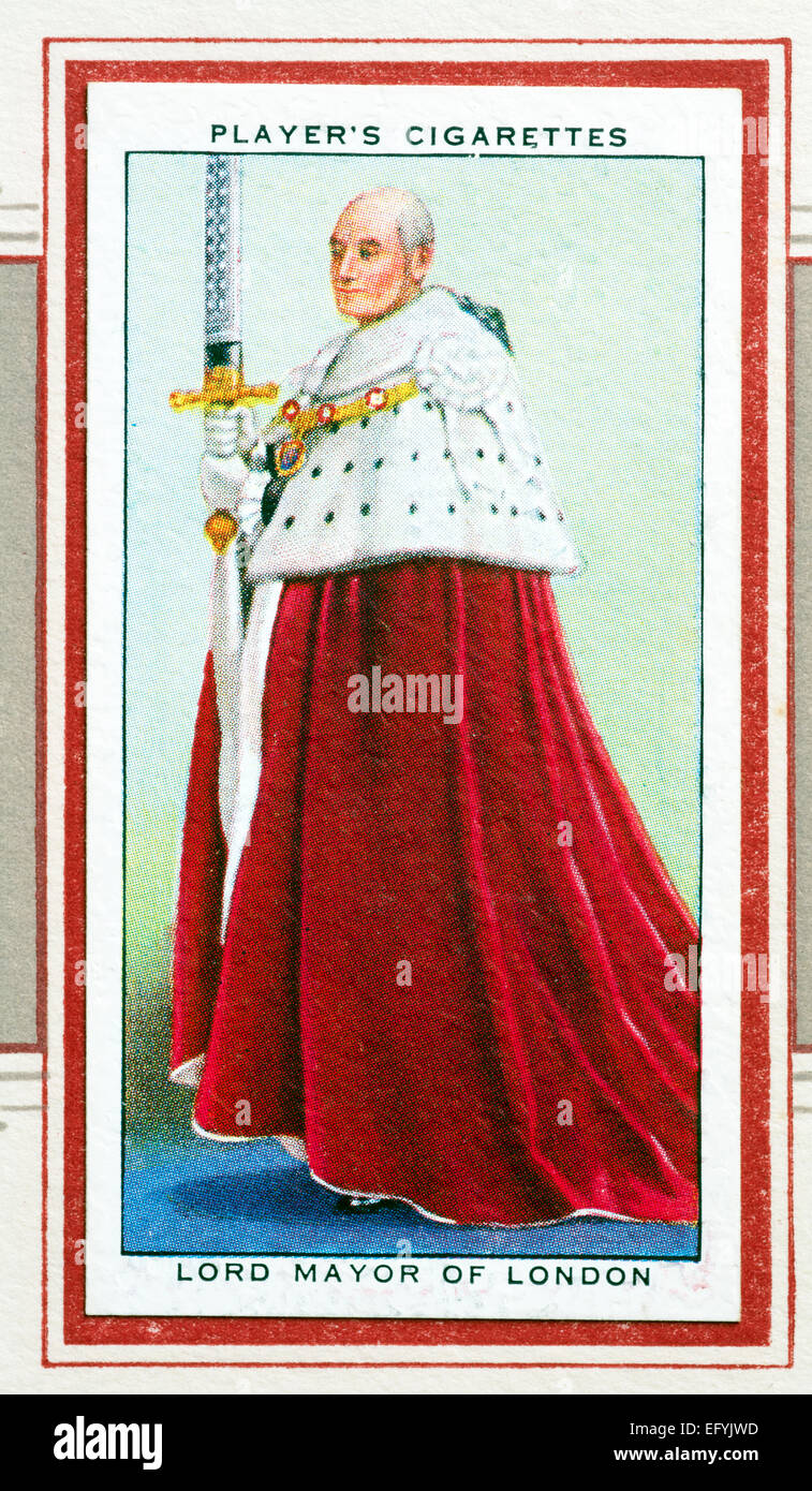 Player`s cigarette card - Lord Mayor of London Stock Photo